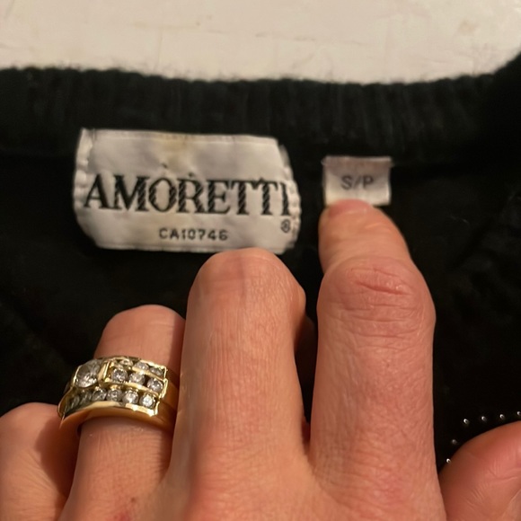 Vintage Amoretti Wool Black Beaded Sweater - Picture 3 of 11